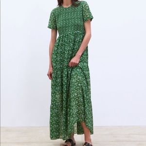 Zara Green Floral Dress, XS
